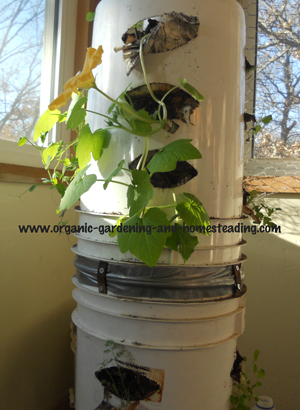 A homemade garden tower.